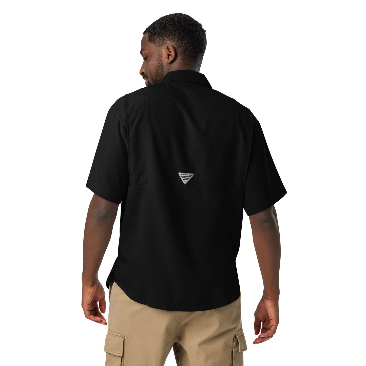 CompassCare Men’s Columbia short sleeve "Fishing" shirt - White Embroidered logo