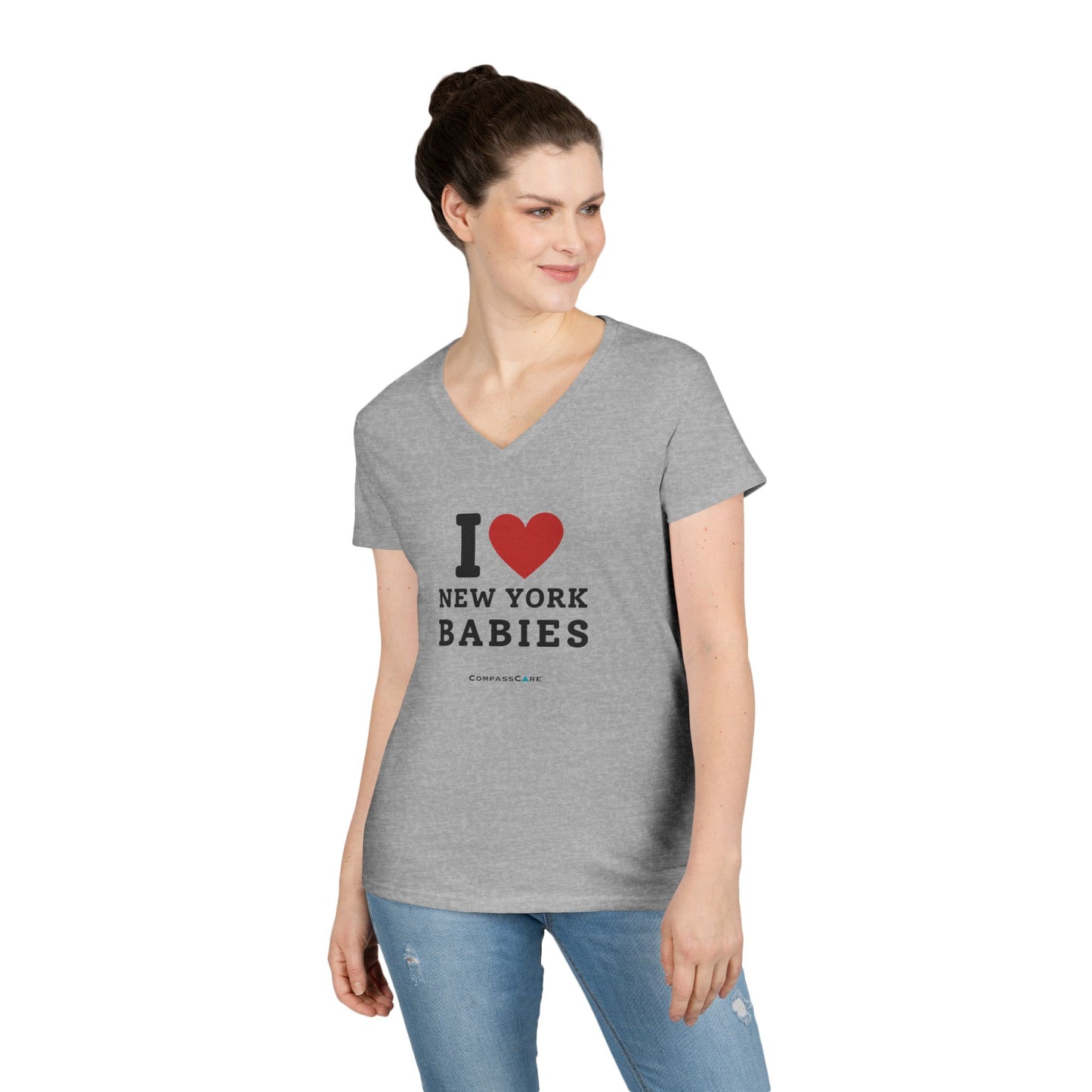 I  (Heart) New York Babies V-Neck Tee — Cute Pro-Life Tee