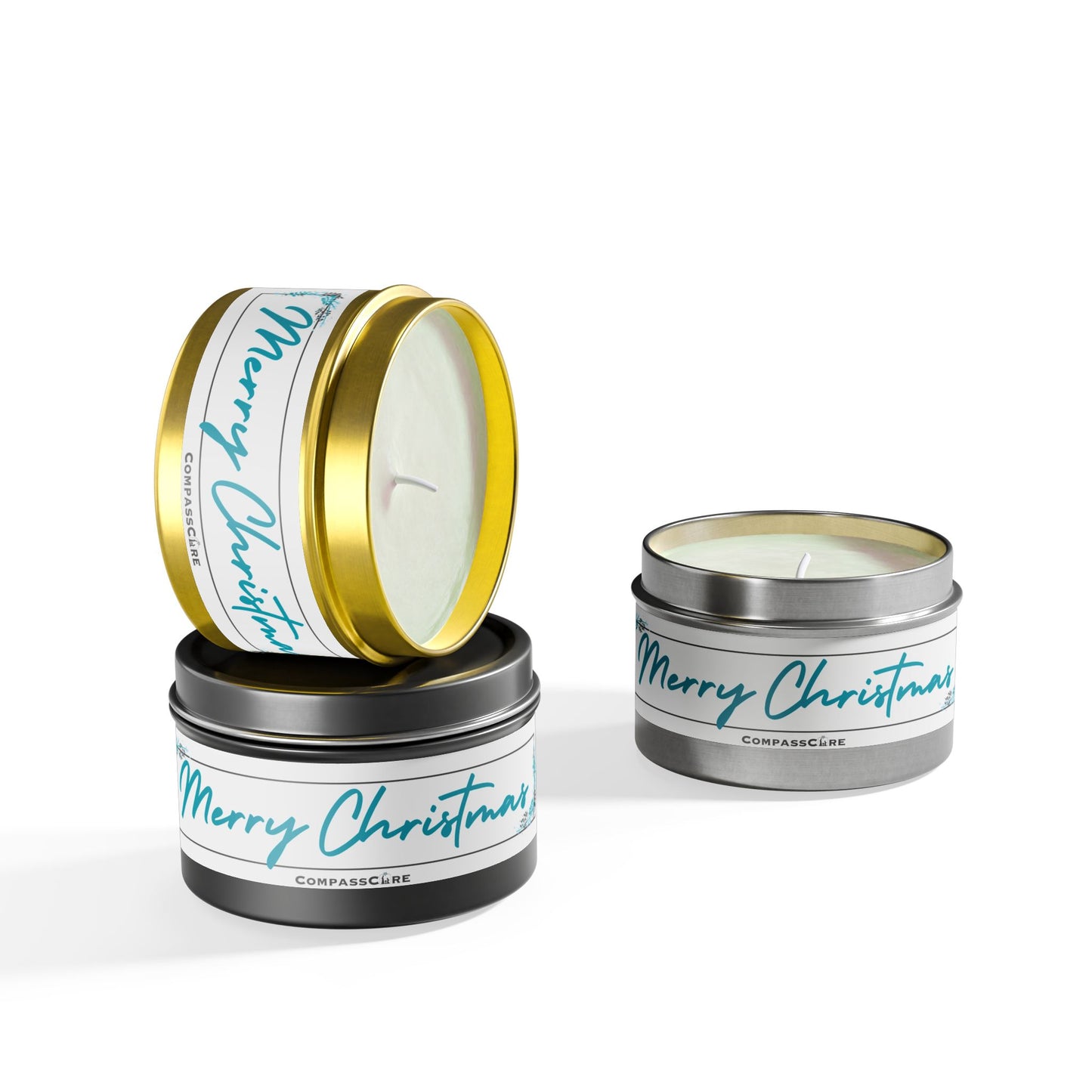 "Merry Christmas" Tin Candles