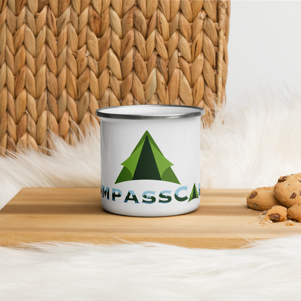 Fun Summer Camping Logo Enamel Mug