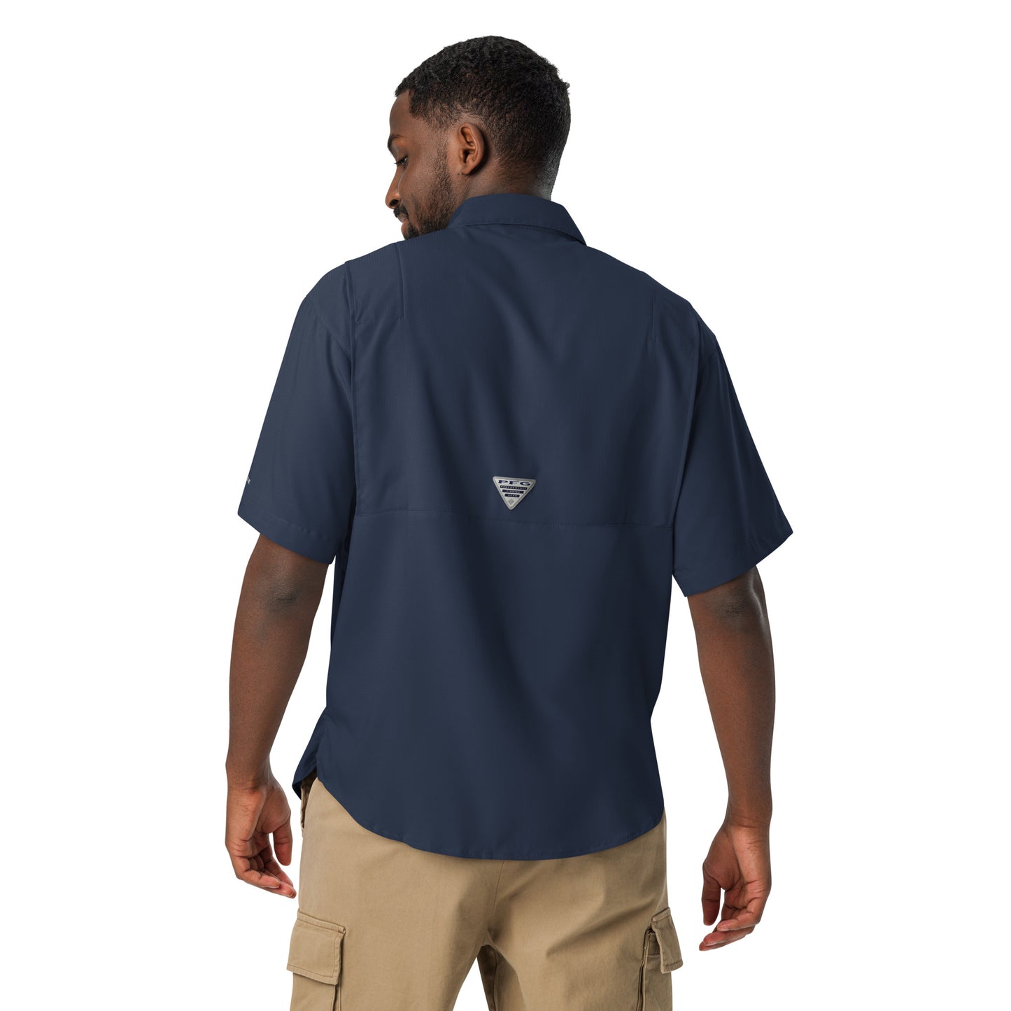 CompassCare Men’s Columbia short sleeve "Fishing" shirt - White Embroidered logo