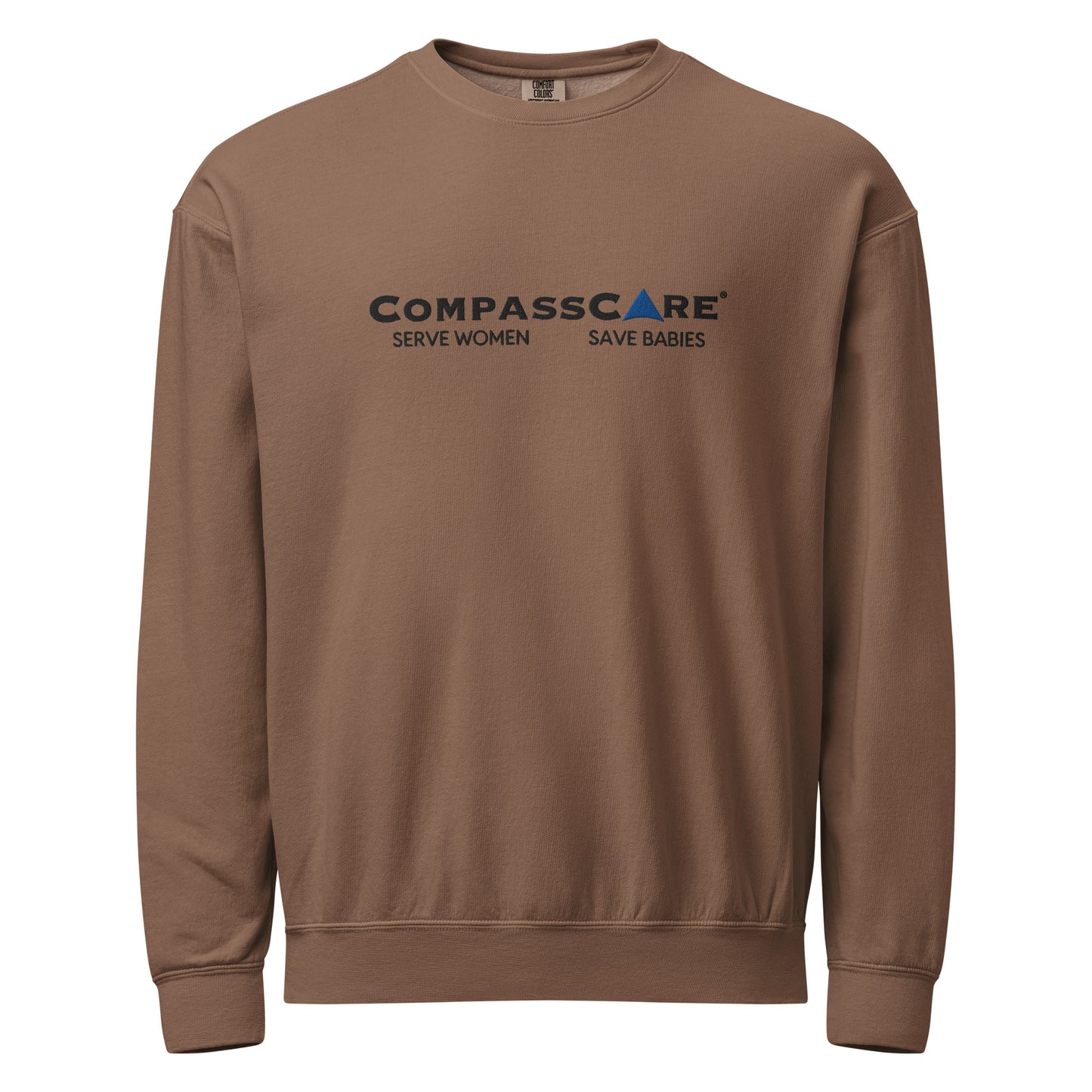 CompassCare Serve Women Save Babies fleece crewneck sweatshirt