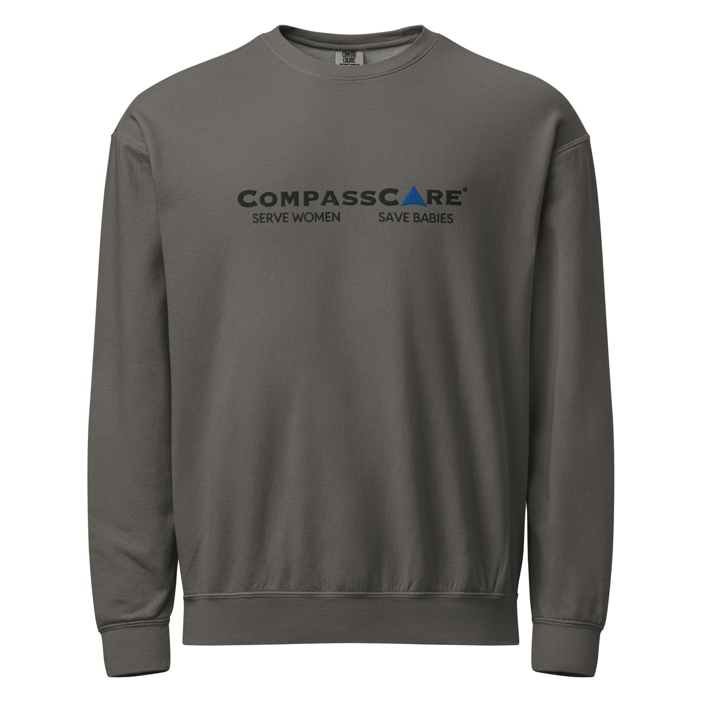 CompassCare Serve Women Save Babies fleece crewneck sweatshirt