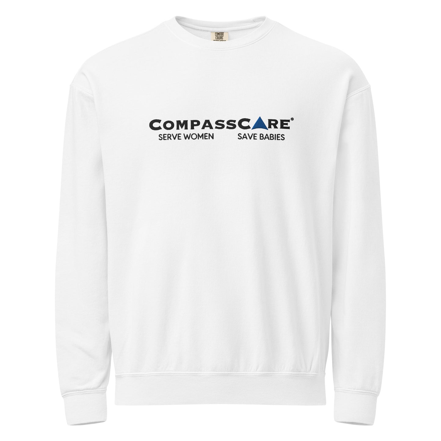 CompassCare Serve Women Save Babies fleece crewneck sweatshirt