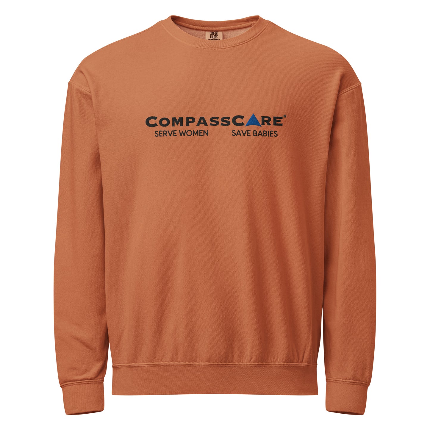CompassCare Serve Women Save Babies fleece crewneck sweatshirt